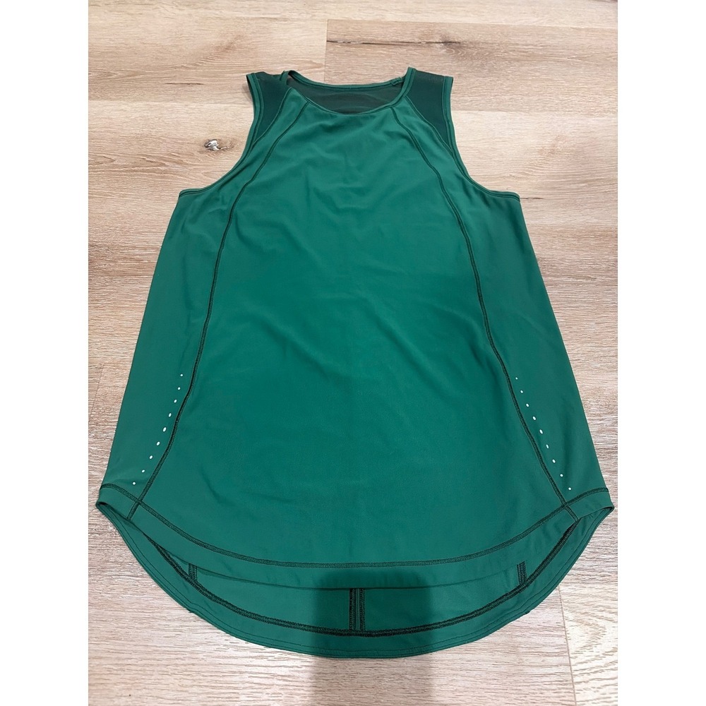Lululemon Sculpt Tank Top Forest Green Mesh Back Activewear Running Vest